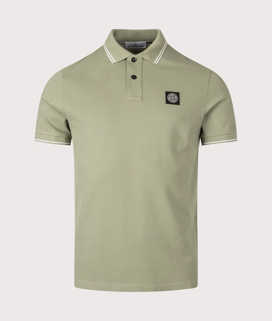 Stone Island Mens Slim Fit Striped Collar Polo Shirt
